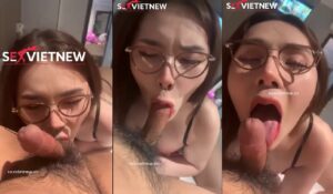 Gái Xinh Kính Cận Ngậm Chặt Trứng Dái Người Yêu Sét Đánh Không Nhả 3 Gái Xinh